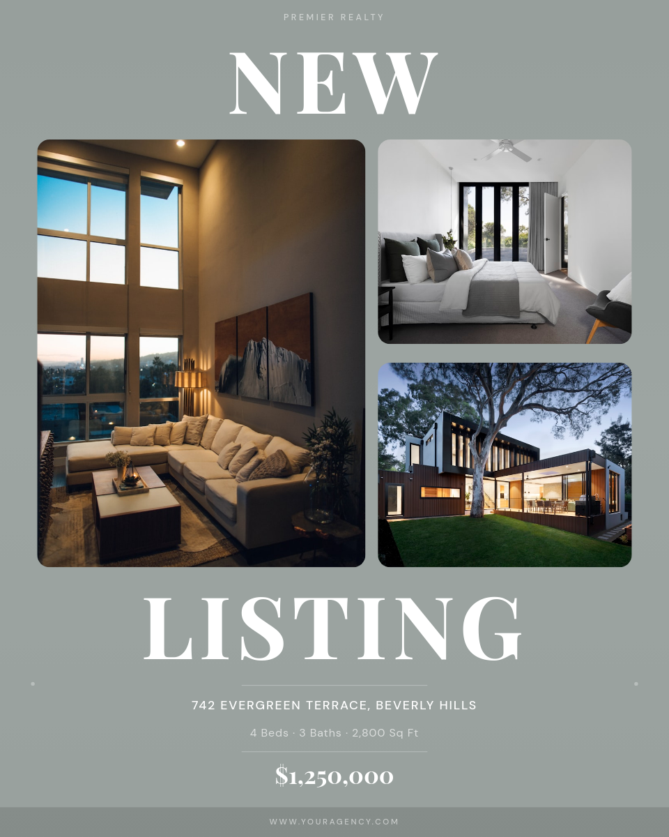 Modern Sage New Listing with Rounded Photo Grid