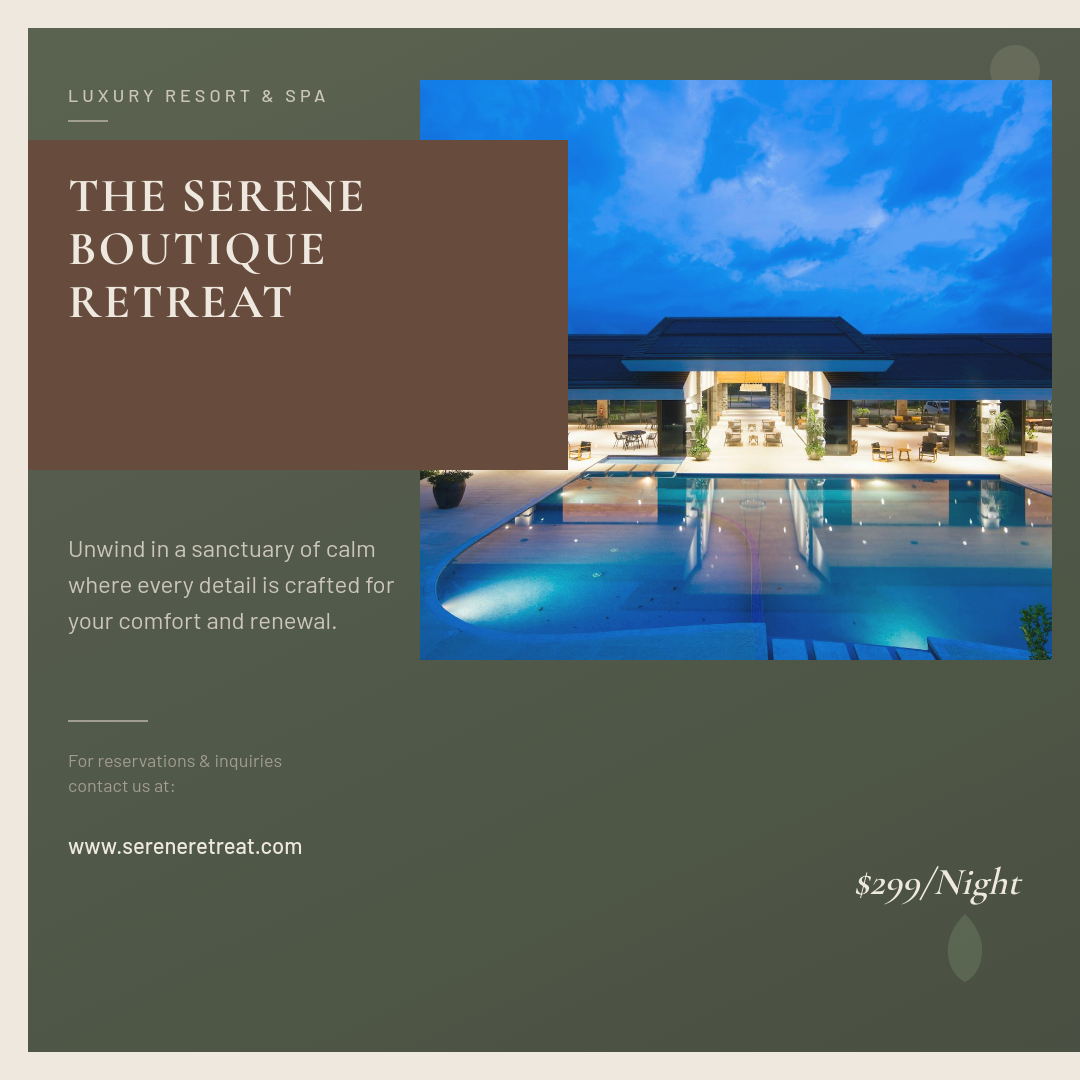 Luxury Resort Retreat — Olive & Brown Color Block