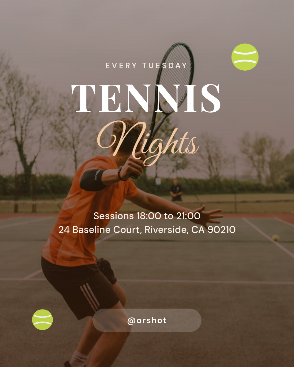 Serif + Script Tennis Club Flyer — Sports Photo Instagram Portrait