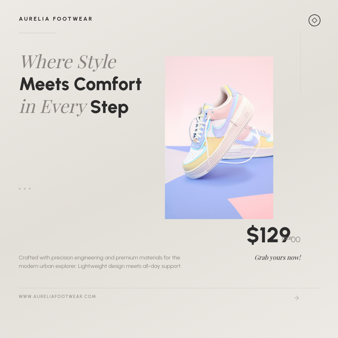 Monochrome Sneaker Product Ad with Mixed Serif Headline