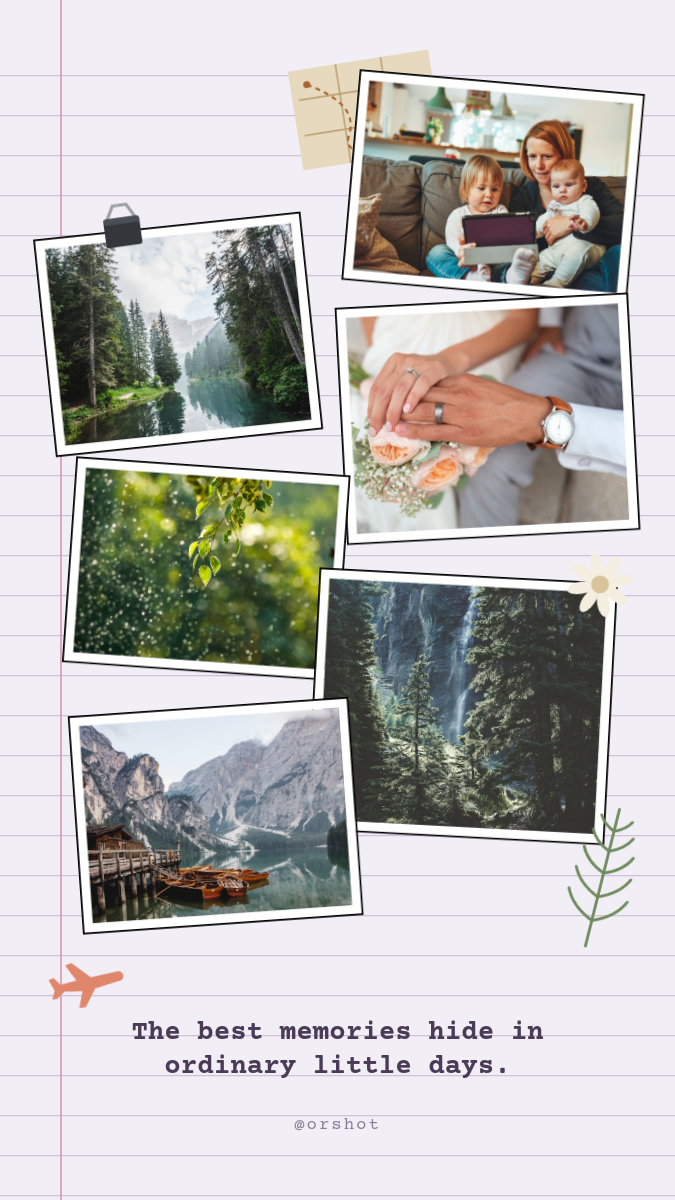 Lilac Lined-Paper Scrapbook Photo Collage Story