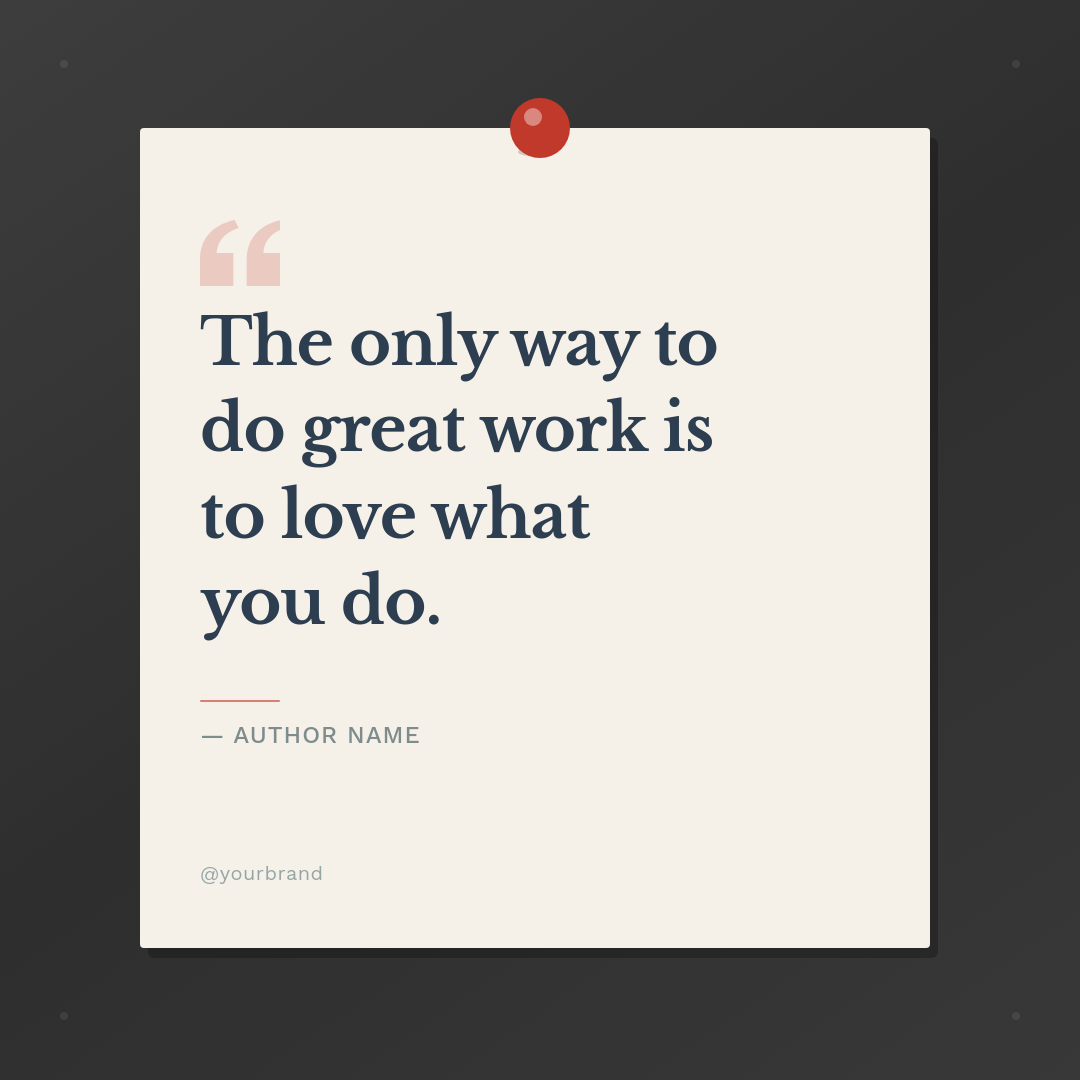 Pinned Note Card Motivational Quote on Dark Background