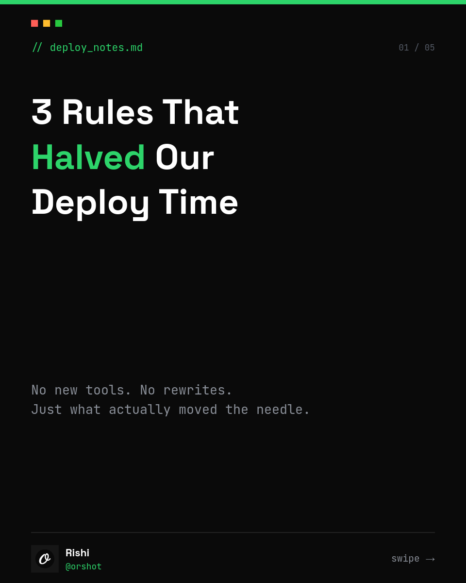 Neon Terminal Dev Carousel — Space Grotesk Headlines, Mono Code Comments & Giant Green Numbers, 5 Slides