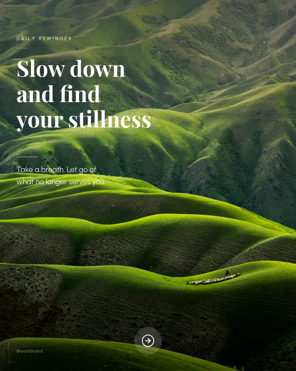 Photo-Forward Wellness Lifestyle Post with Bold Serif Headline Overlay