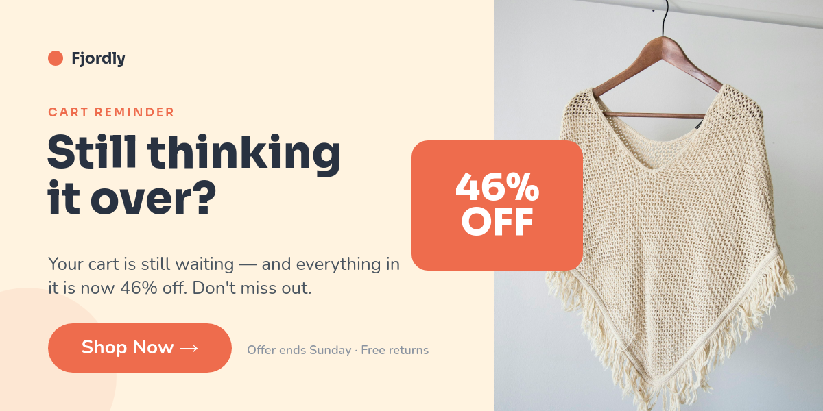 Cart Reminder Email Banner — Friendly Cream & Coral Split