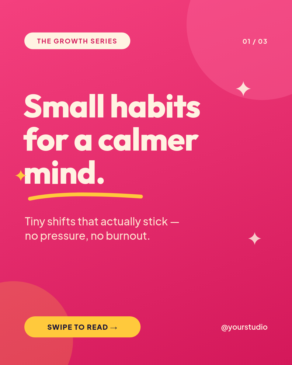 Hot Pink Personal Growth Tips 3-Slide Instagram Carousel - Page 1