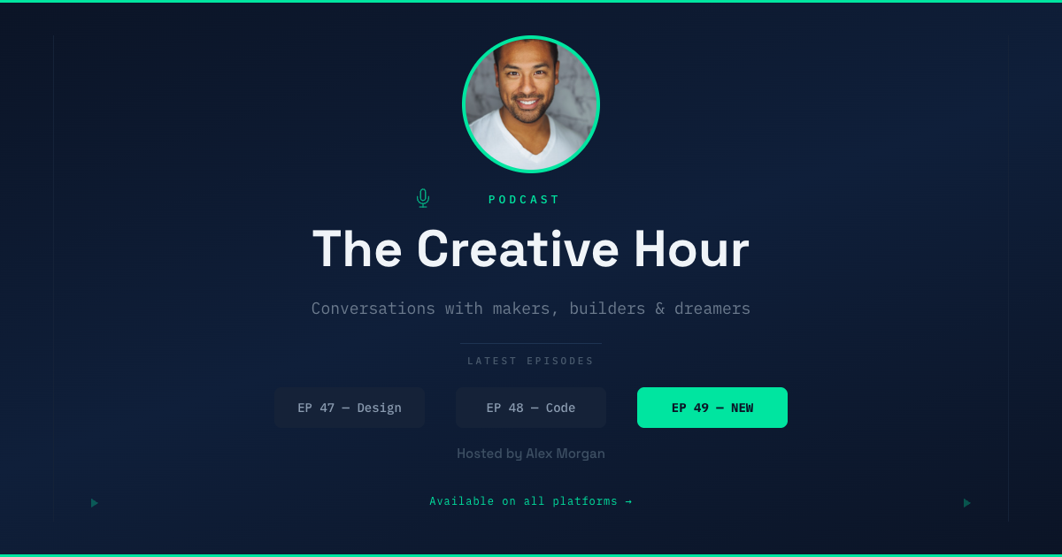 Podcast Show — OG Card with Host & Episodes