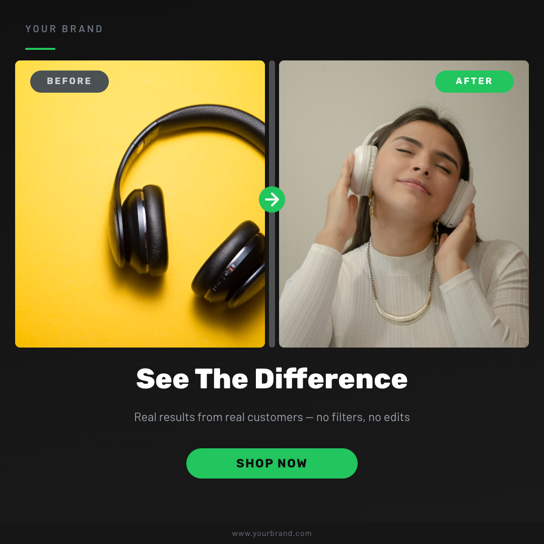 Before & After Comparison — Bold Split Grid