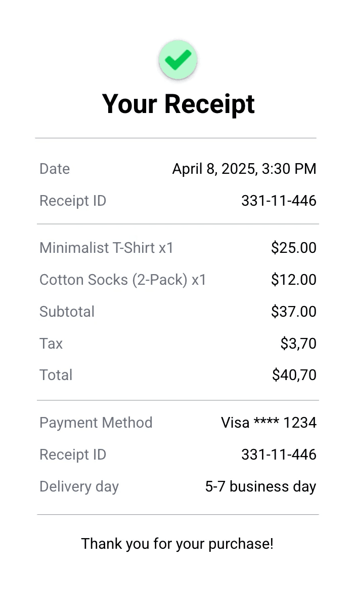 E-Commerce Purchase Receipt Template