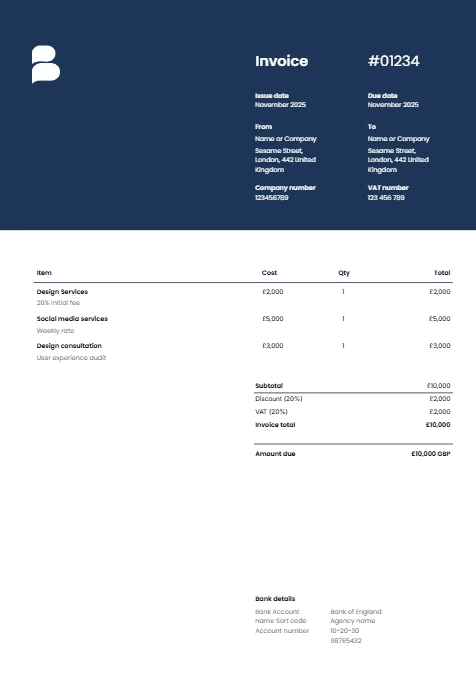 Modern Blue Invoice Template – Sleek & Professional