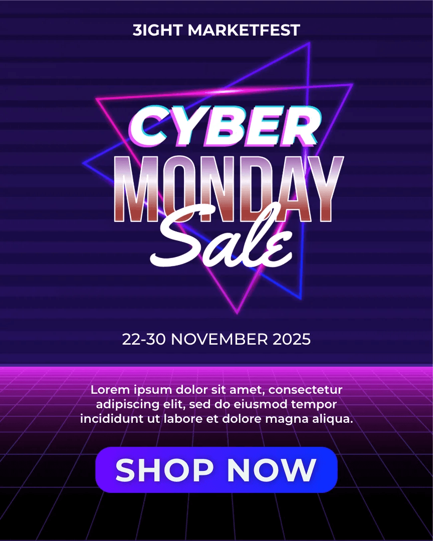 Retro Neon Cyber Monday Sale Poster