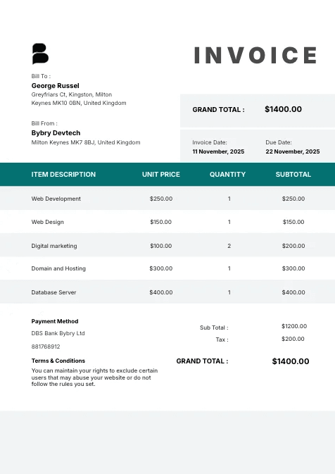 Green Themed Invoice Template