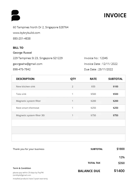 Simple Minimal Invoice Template – Clean & Easy to Use