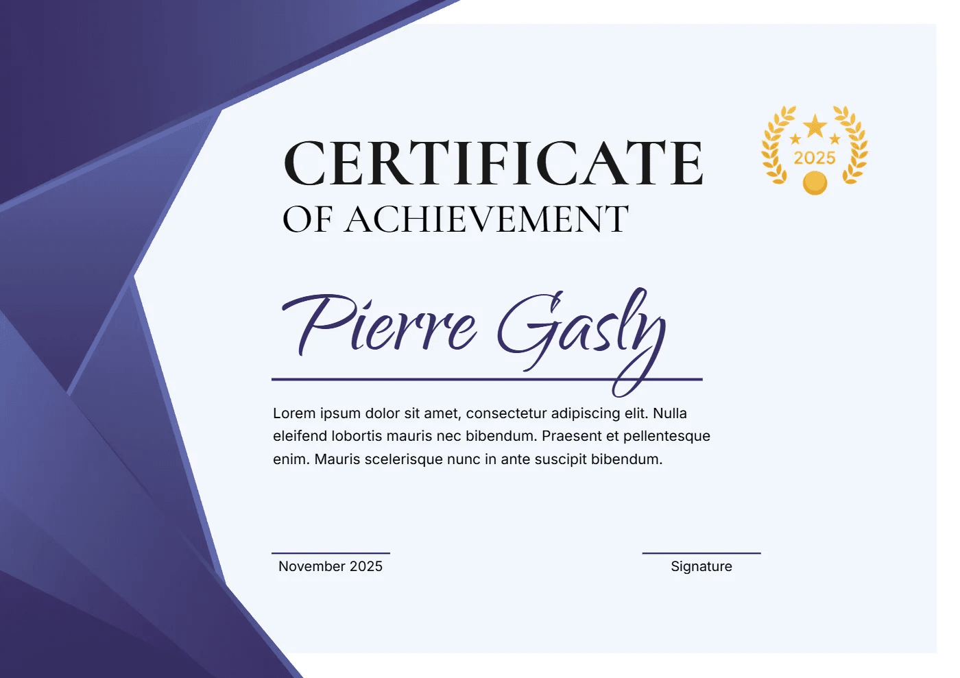 Elegant Purple Geometric Certificate Template