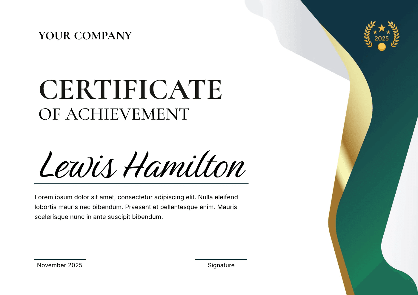 Emerald Green Gold Certificate