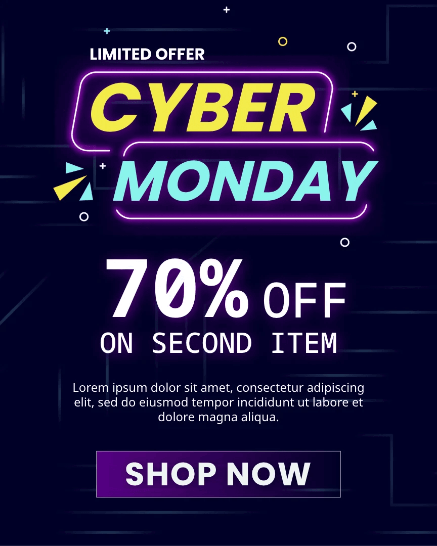 Neon Purple Cyber Monday Template