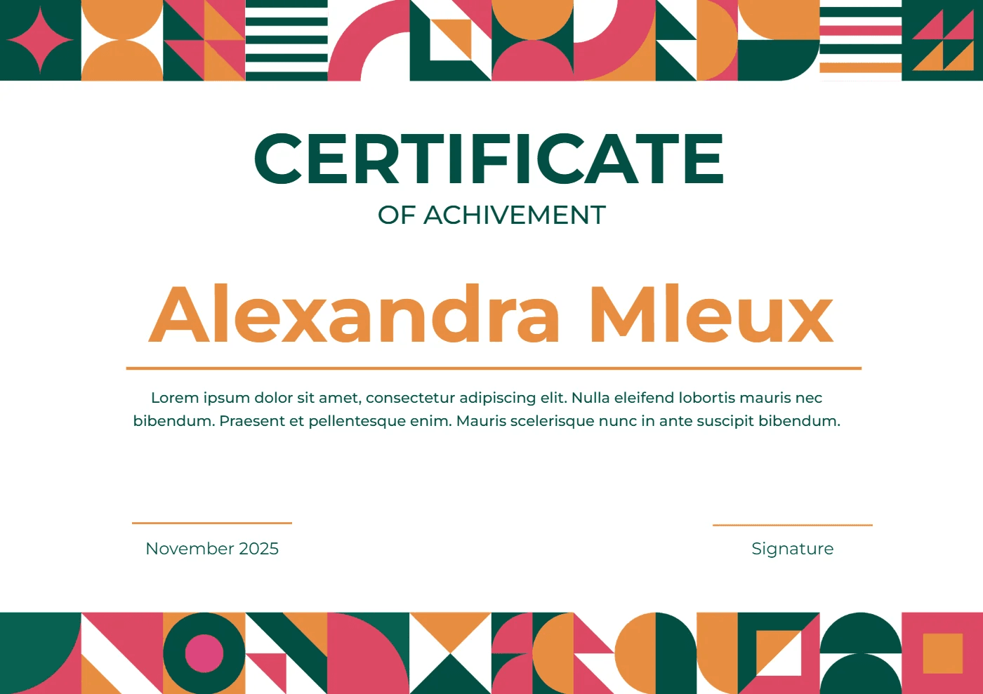 Modern Geometric Certificate Template