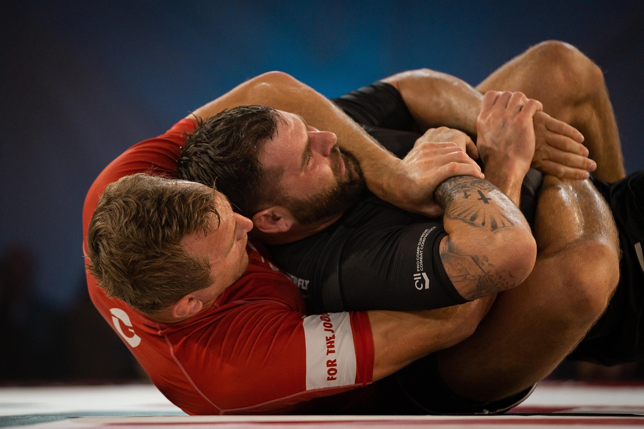 Jiu-jitsu training scene on the mat